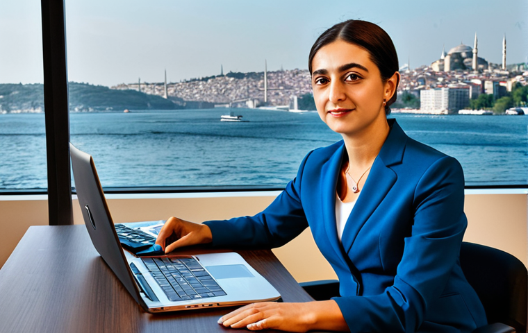 **

"A professional businesswoman in a modest business suit, sitting at a desk in a modern Istanbul office with a view of the Bosphorus, fully clothed, appropriate attire, safe for work, perfect anatomy, natural proportions, professional photography, high quality."

**