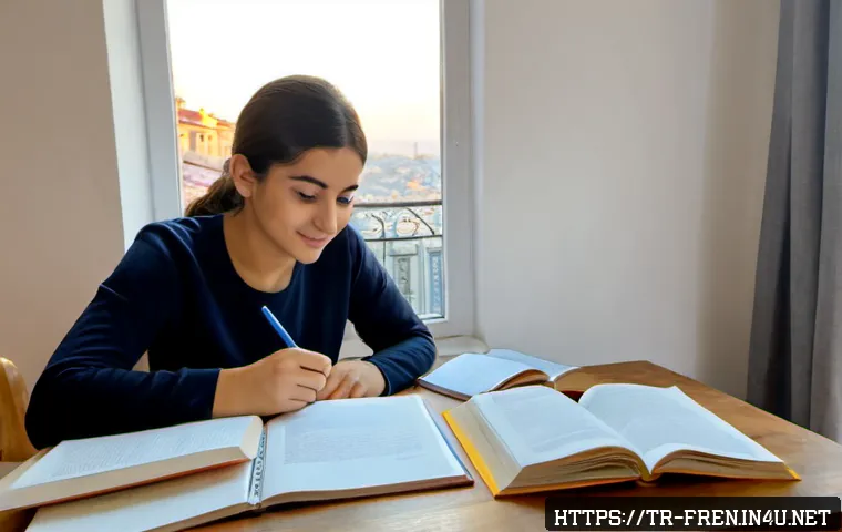 프랑스어 학습 코칭 - Photorealistic French learning coaching session in a bright Istanbul apartment, Turkish adult learne...